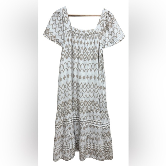 Sonoma Good for Life White and Cream Flutter Sleeve Maxi Dress - Picture 1 of 9
